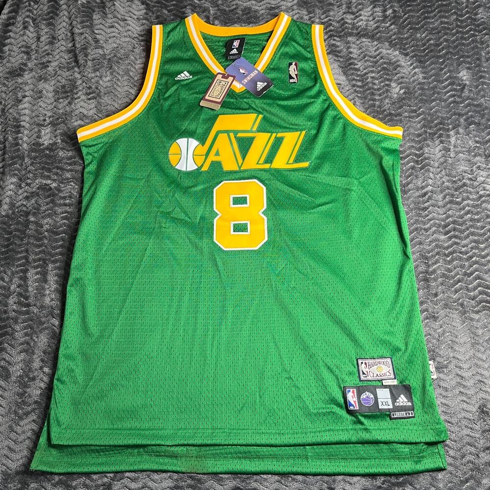 NWT Utah Jazz Deron Williams Jersey Mens Size XXL Adidas HWC Green #8 NBA Signed